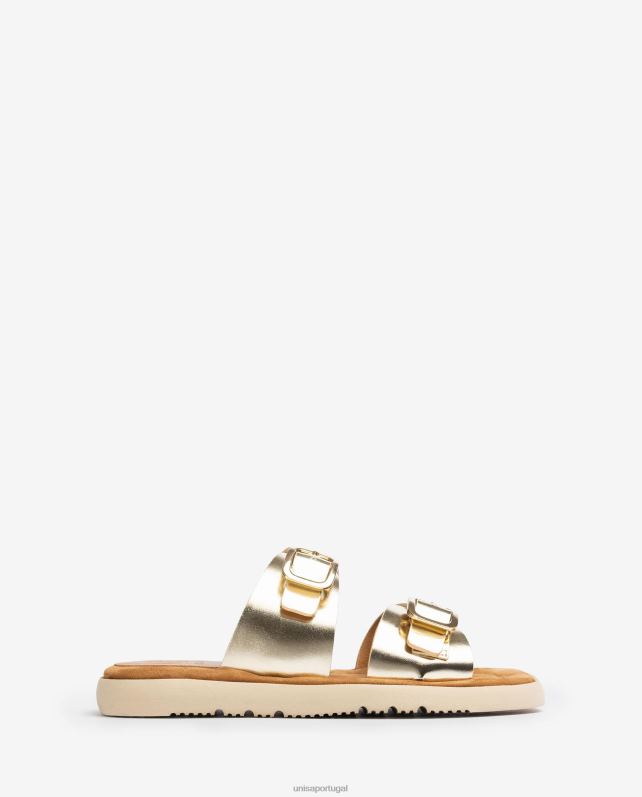 Unisa sandália rasteira com fivela dupla mulheres 6V2Z698 gracioso