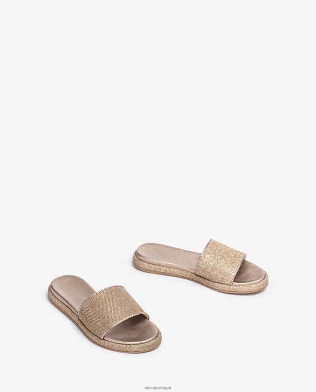 Unisa sandália rasteira com gáspea larga mulheres 6V2Z631 bronze