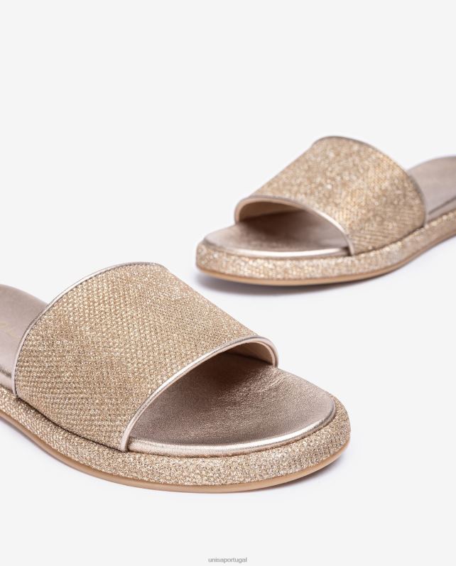 Unisa sandália rasteira com gáspea larga mulheres 6V2Z631 bronze