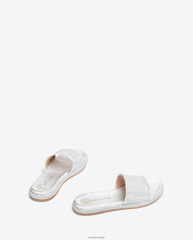 Unisa sandália rasteira com gáspea larga mulheres 6V2Z632 prata