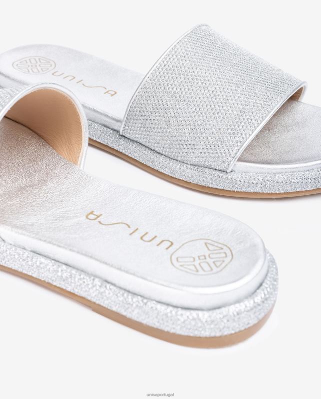 Unisa sandália rasteira com gáspea larga mulheres 6V2Z632 prata