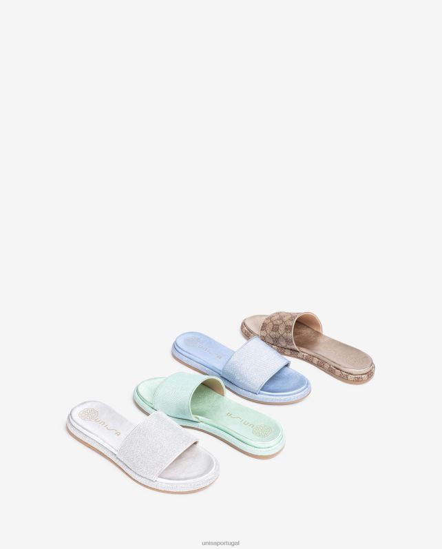 Unisa sandália rasteira com gáspea larga mulheres 6V2Z632 prata