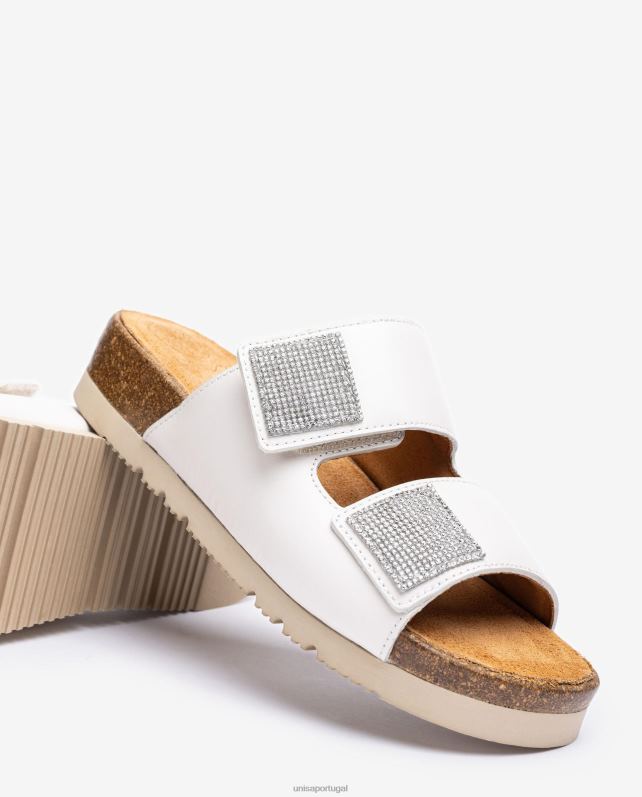 Unisa sandália rasteira com tira dupla mulheres 6V2Z695 branco