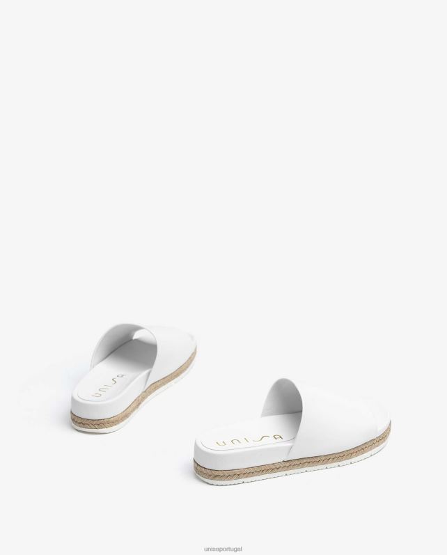 Unisa sandálias de couro e juta mulheres 6V2Z6425 branco