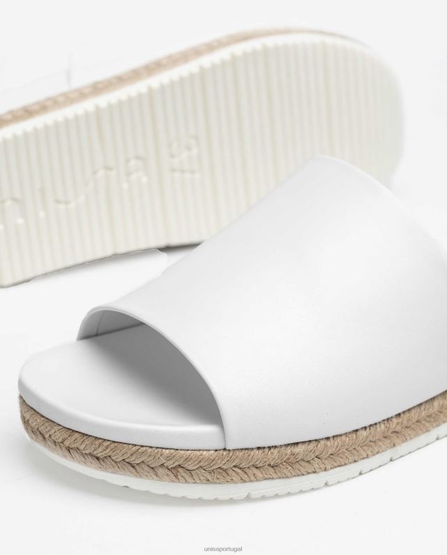 Unisa sandálias de couro e juta mulheres 6V2Z6425 branco