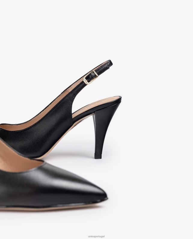 Unisa bombas de couro slingback mulheres 6V2Z6541 preto