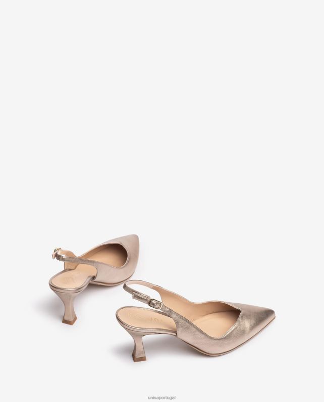 Unisa d'orsay sapato tipo tira no tornozelo com salto pintado mulheres 6V2Z6504 bronze