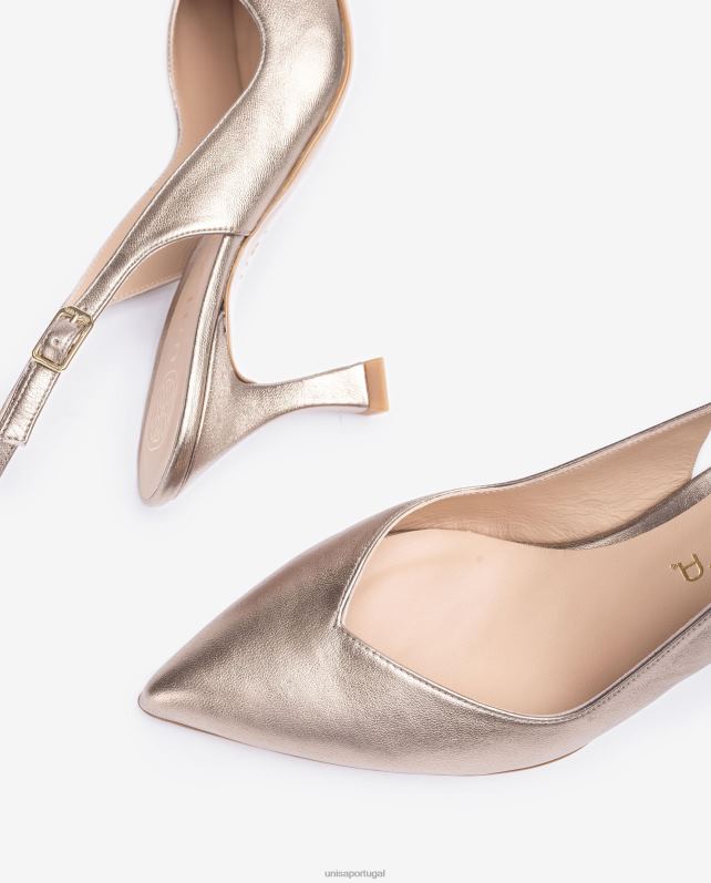 Unisa d'orsay sapato tipo tira no tornozelo com salto pintado mulheres 6V2Z6504 bronze