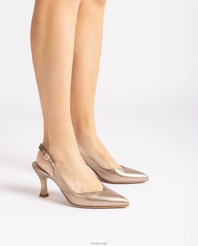 Unisa d'orsay sapato tipo tira no tornozelo com salto pintado mulheres 6V2Z6504 bronze