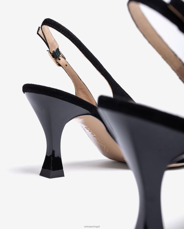 Unisa d'orsay sapato tipo tira no tornozelo com salto pintado mulheres 6V2Z6512 preto