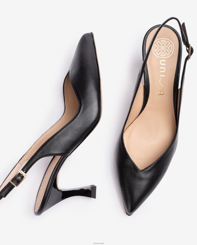 Unisa d'orsay sapato tipo tira no tornozelo com salto pintado mulheres 6V2Z6530 preto