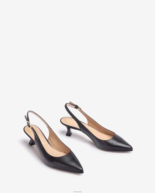 Unisa estilingue de couro para trás mulheres 6V2Z6513 preto