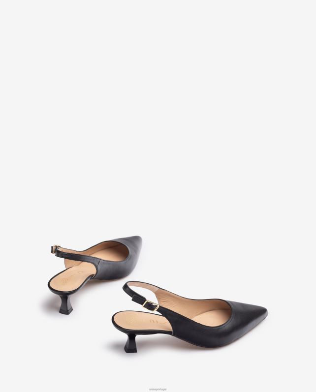 Unisa estilingue de couro para trás mulheres 6V2Z6513 preto