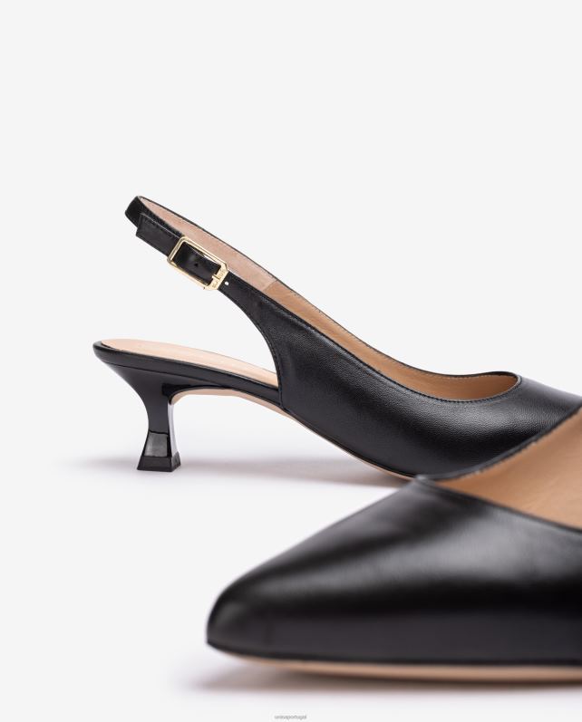 Unisa estilingue de couro para trás mulheres 6V2Z6513 preto