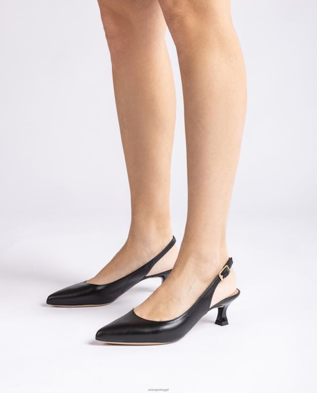 Unisa estilingue de couro para trás mulheres 6V2Z6513 preto