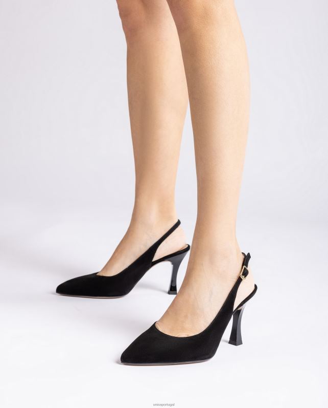Unisa estilingue dedo do pé pontudo para trás mulheres 6V2Z6519 preto