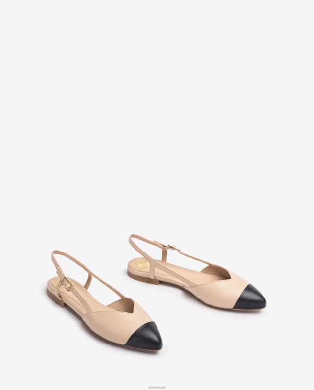 Unisa sapato flat sling back bicolor mulheres 6V2Z6493 bege