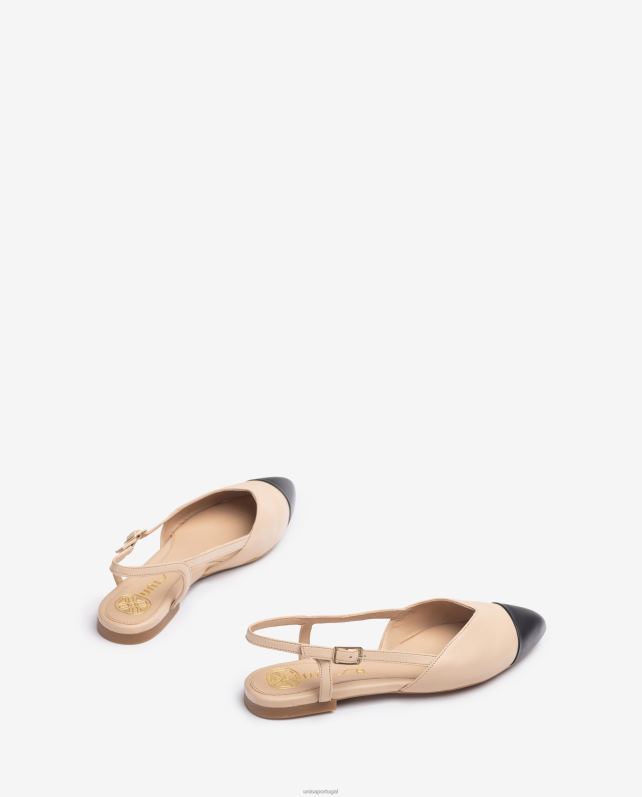 Unisa sapato flat sling back bicolor mulheres 6V2Z6493 bege