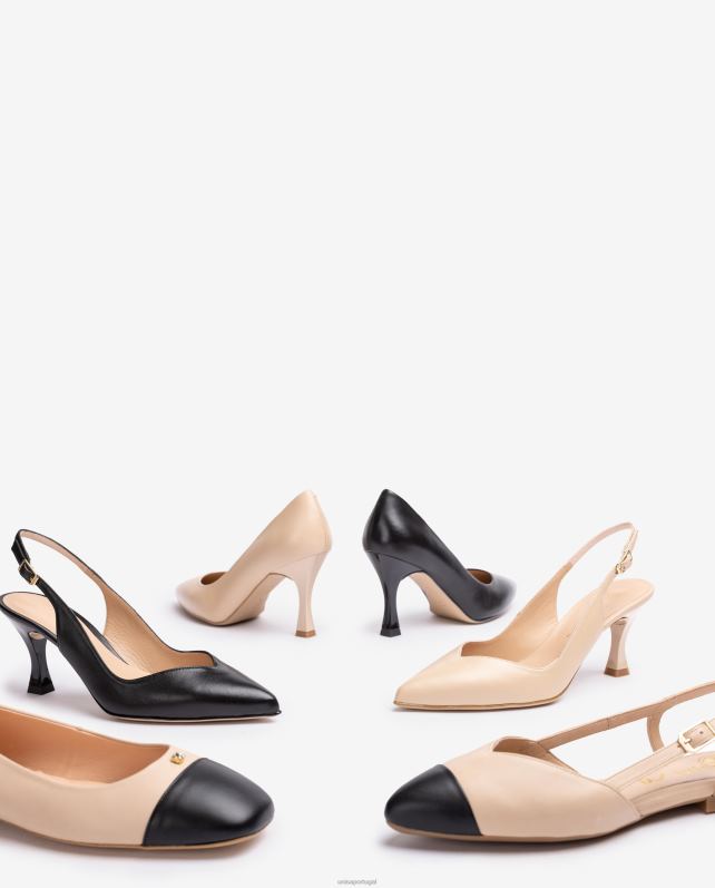 Unisa sapato flat sling back bicolor mulheres 6V2Z6493 bege