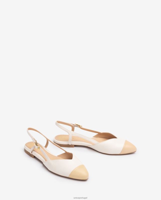 Unisa sapato flat sling back bicolor mulheres 6V2Z6494 branco