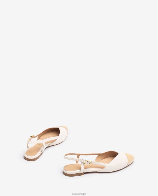 Unisa sapato flat sling back bicolor mulheres 6V2Z6494 branco