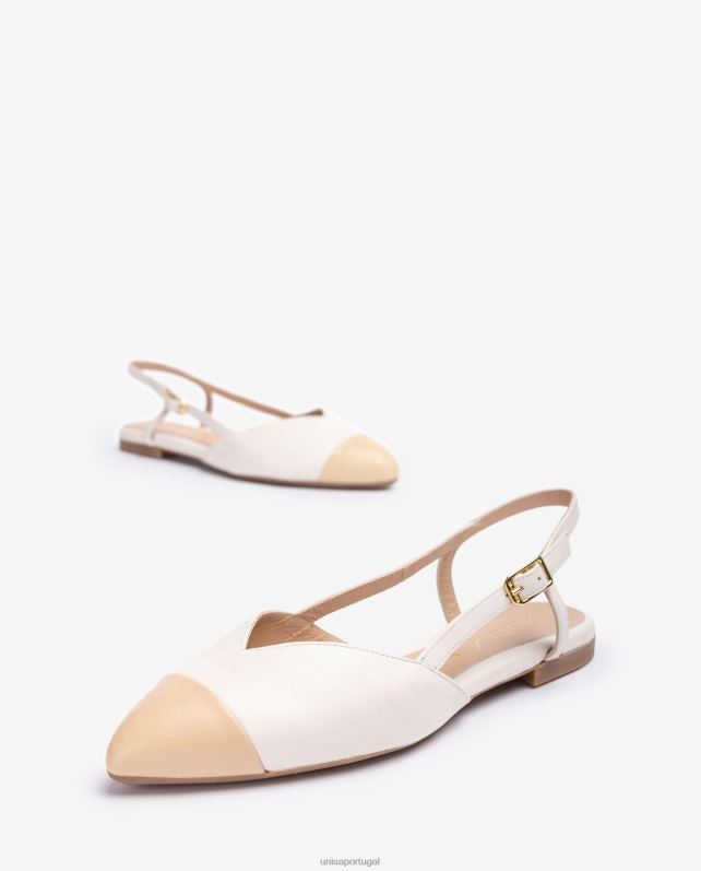 Unisa sapato flat sling back bicolor mulheres 6V2Z6494 branco