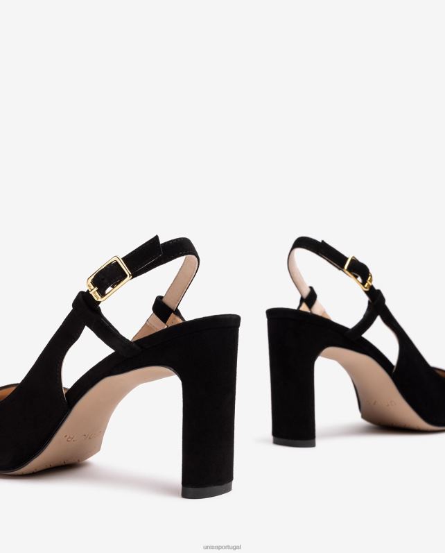 Unisa sling dedo quadrado para trás mulheres 6V2Z6535 preto