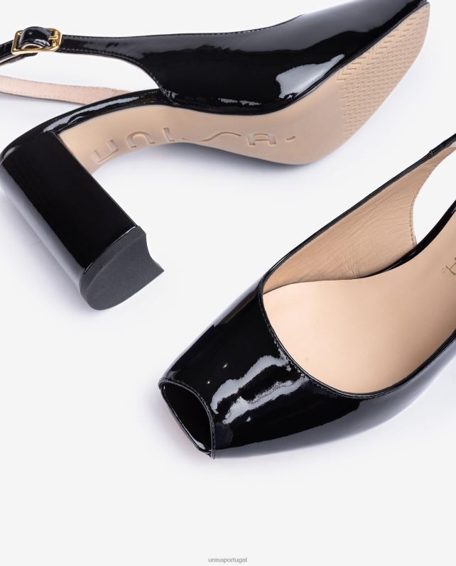 Unisa sling peep toe quadrado para trás mulheres 6V2Z6524 preto