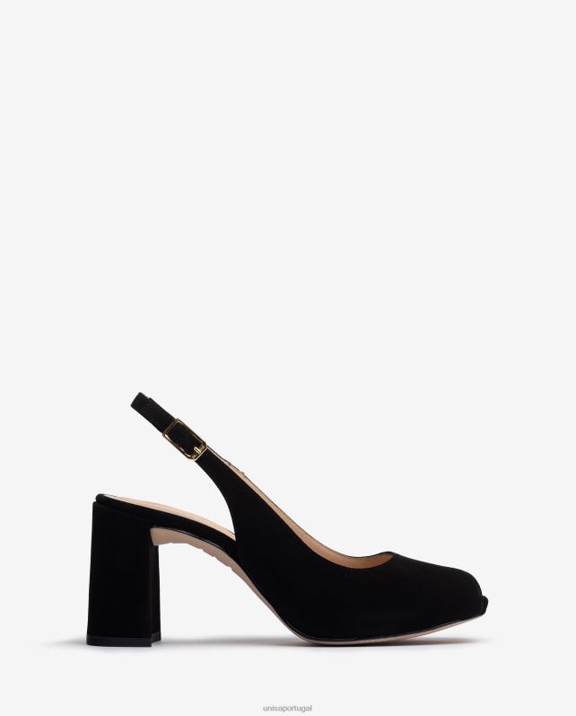 Unisa sling peep toe quadrado para trás mulheres 6V2Z6525 preto