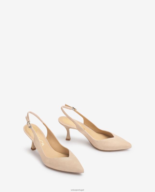 Unisa slingback com salto pintado mulheres 6V2Z6546 bege
