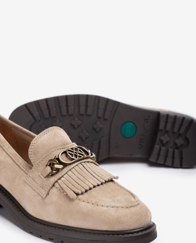 Unisa mocassim com monograma de metal mulheres 6V2Z61271 bege