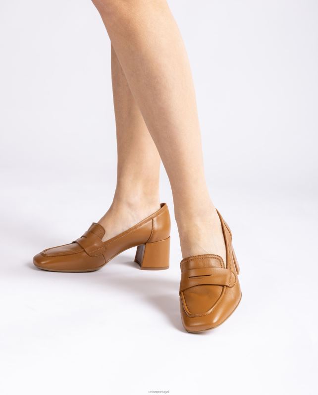 Unisa mocassim com salto mulheres 6V2Z6611 marrom