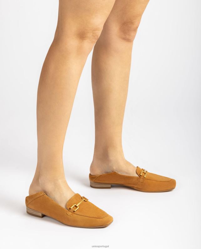 Unisa mocassim de camurça com acabamento mulheres 6V2Z6629 marrom
