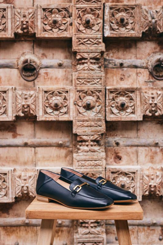 Unisa mocassim de couro com acabamento mulheres 6V2Z6628 preto