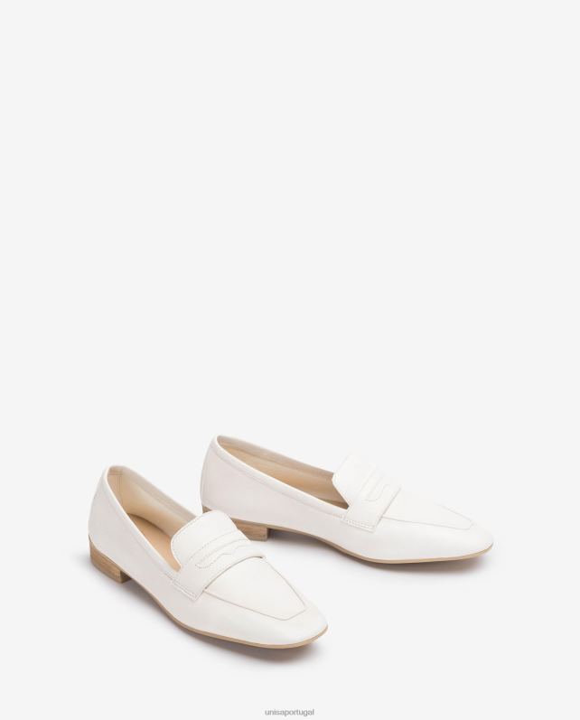 Unisa mocassins de couro mulheres 6V2Z6618 branco