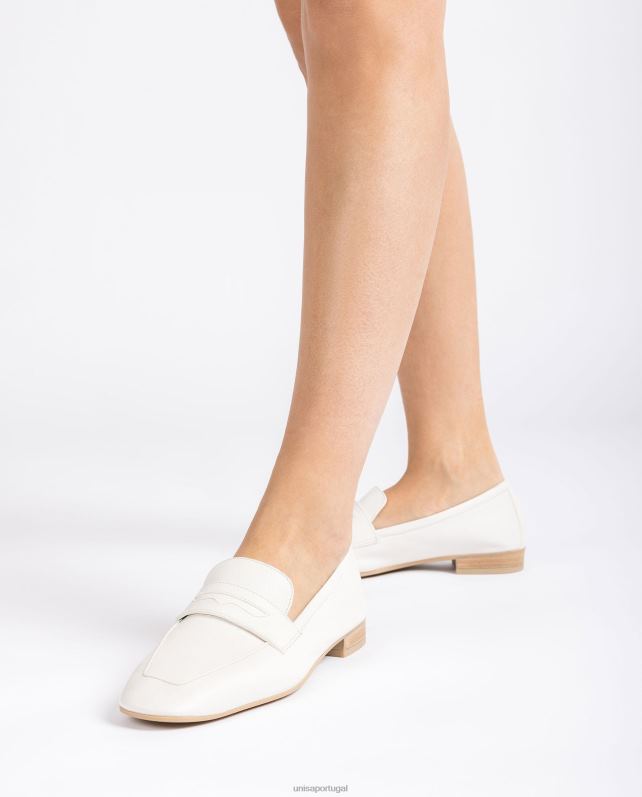 Unisa mocassins de couro mulheres 6V2Z6618 branco