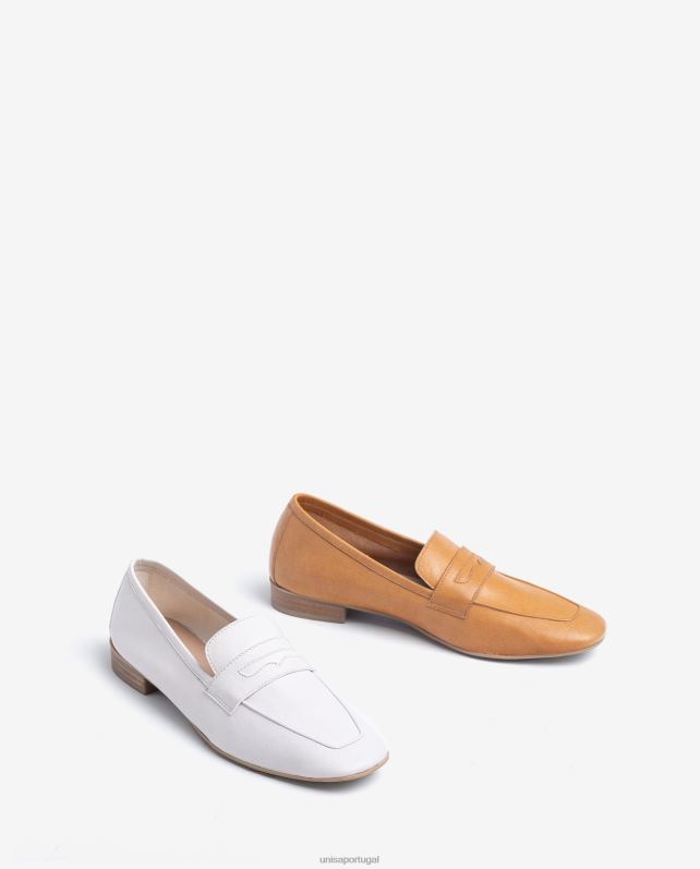 Unisa mocassins de couro mulheres 6V2Z6618 branco