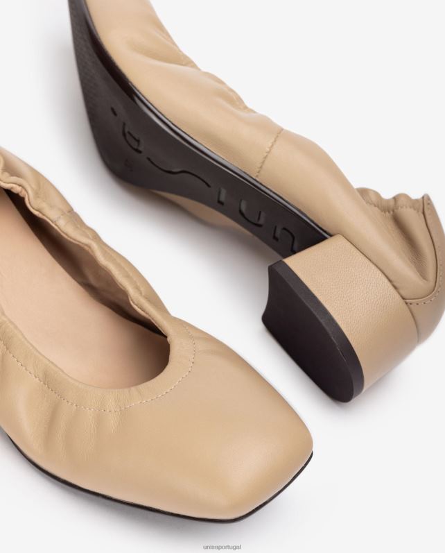 Unisa sapato com guarnição franzida mulheres 6V2Z61296 bege