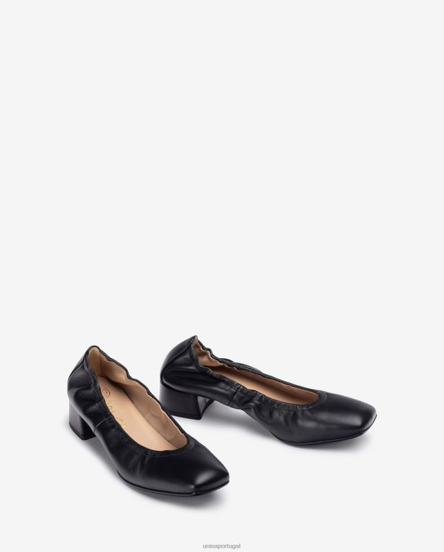 Unisa sapato com guarnição franzida mulheres 6V2Z61297 preto