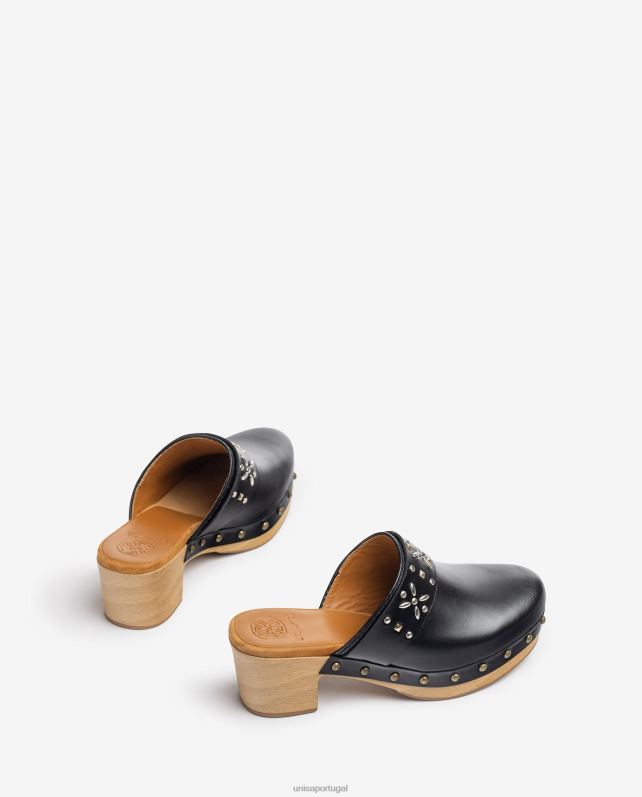 Unisa mula com tachas mulheres 6V2Z6821 preto