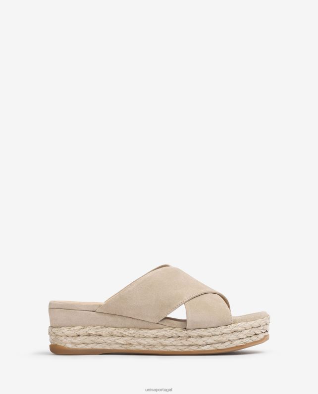 Unisa sandália camurça com tiras cruzadas mulheres 6V2Z6813 bege