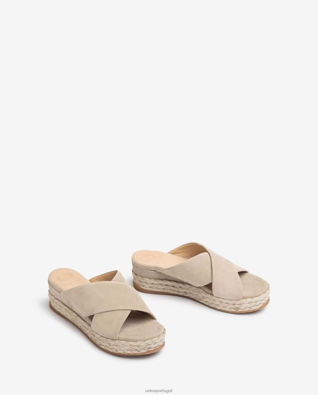 Unisa sandália camurça com tiras cruzadas mulheres 6V2Z6813 bege