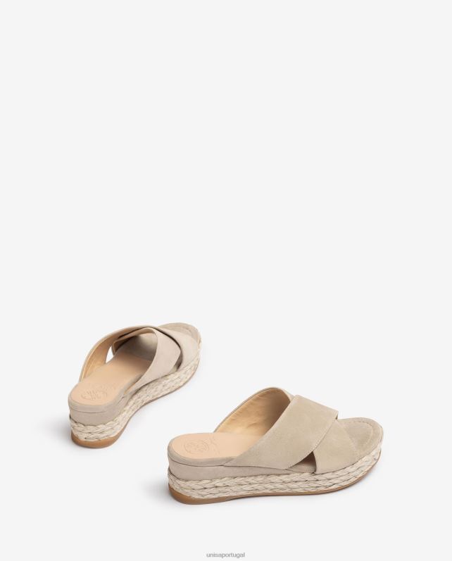 Unisa sandália camurça com tiras cruzadas mulheres 6V2Z6813 bege