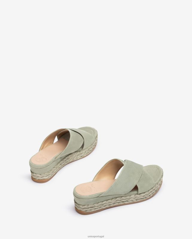 Unisa sandália camurça com tiras cruzadas mulheres 6V2Z6814 verde