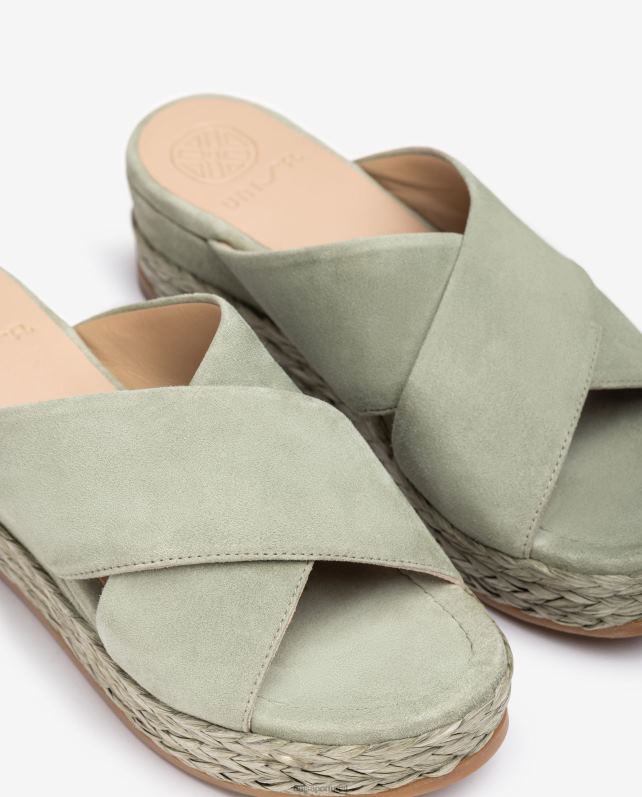 Unisa sandália camurça com tiras cruzadas mulheres 6V2Z6814 verde