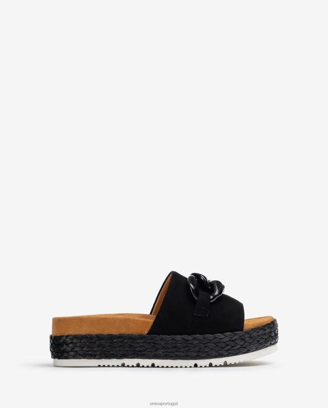 Unisa sandália com acabamento em corrente mulheres 6V2Z6810 preto