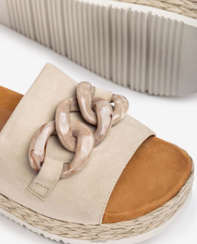Unisa sandália com acabamento em corrente mulheres 6V2Z6811 bege