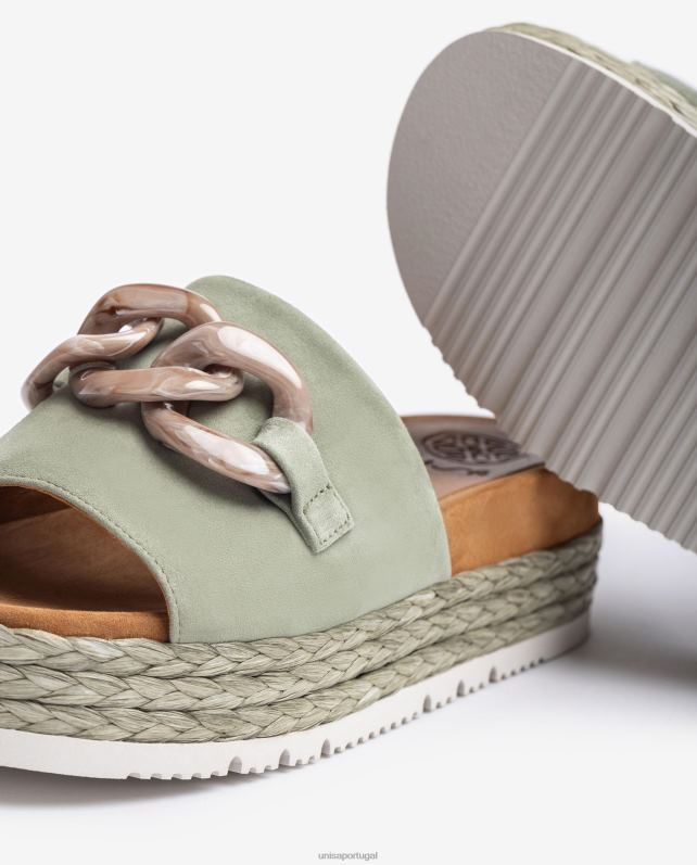 Unisa sandália com acabamento em corrente mulheres 6V2Z6812 verde