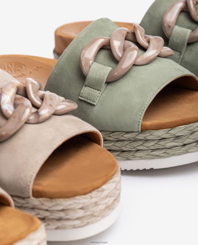 Unisa sandália com acabamento em corrente mulheres 6V2Z6812 verde