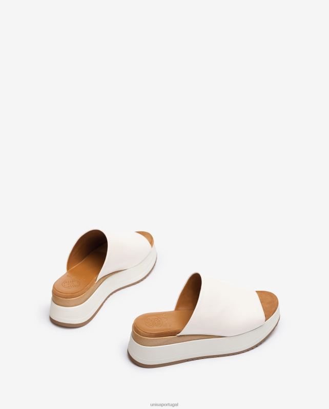 Unisa sandália com salto cunha e gáspea larga mulheres 6V2Z6828 branco